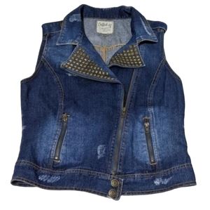 Girls Dolled Up Studded Jean Vest Jacket